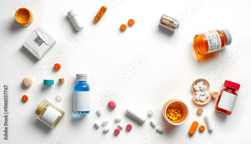 narcotic substances on white background with space for text isolated with white highlights, png photo