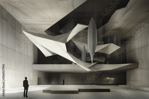 Deconstructivist Concert Hall with Seismic Tuned Mass Damper Pendulum – Architectural Marvel photo