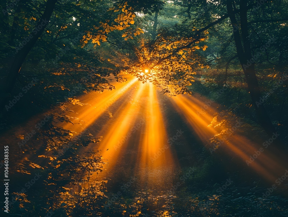 A serene forest scene with sunlight streaming through trees, creating a warm, tranquil atmosphere. A serene forest scene with sunlight streaming through trees, creating a warm, tranquil atmosphere.