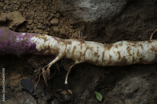 Yam Bean Root Uncovering the Large Tuberous White to Purple Root – Botanical Exploration photo