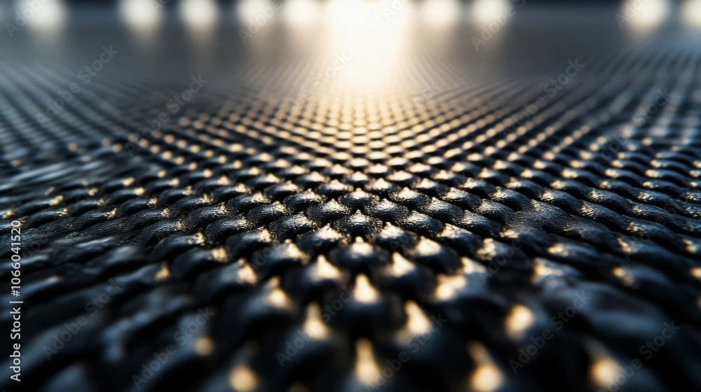 Fototapeta premium Close-up of a Black, Textured Surface with a Glowing, Blurry Background
