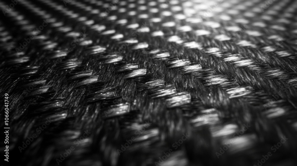 Obraz premium Black and White Close-Up of a Woven Material