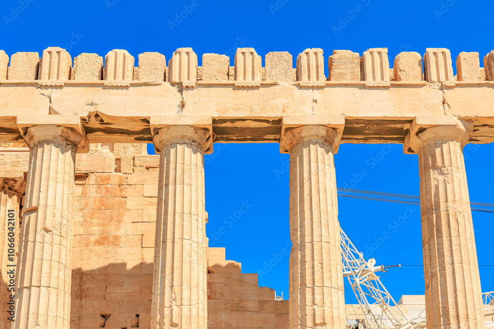 Fototapeta premium The columns are made of stone and are part of a building