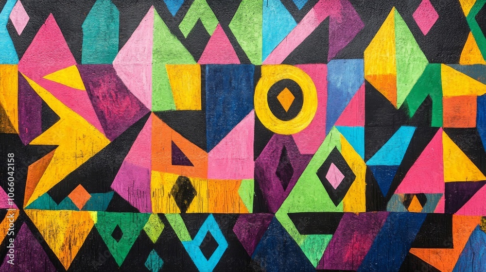 Fototapeta premium Abstract Geometric Wall Art with Vibrant Colors