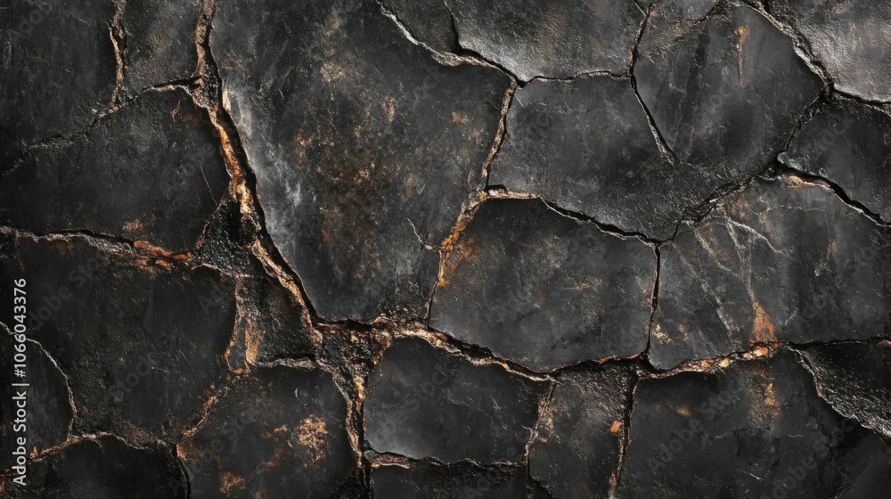 Obraz premium Cracked Black and Gold Stone Surface