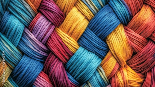 Intertwined Colorful Threads Forming a Woven Pattern