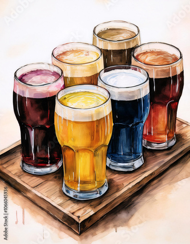 Different beers, showcasing a variety of colors and styles