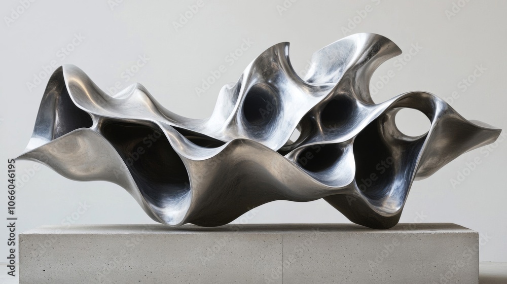 Abstract Metal Sculpture with Curving Forms and Hollow Spaces Abstract Metal Sculpture with Curving Forms and Hollow Spaces