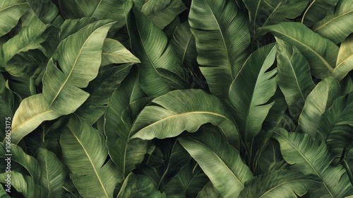 Lush Green Tropical Banana Leaf Foliage