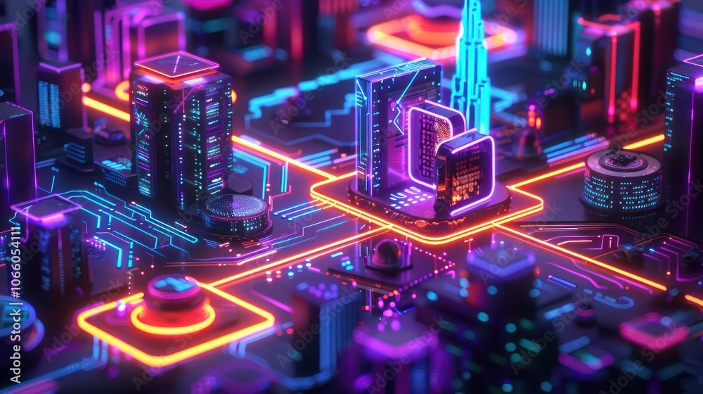 Obraz premium Neon Cityscape