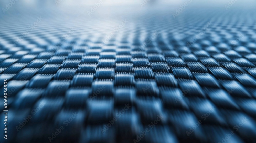 Naklejka premium Close-up of a Blue Woven Fabric with a Checkered Pattern