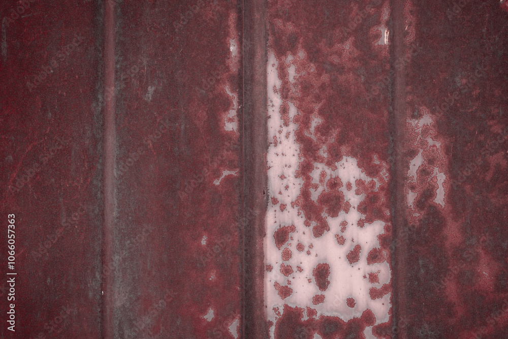 Fragment of a rusty grunge surface. Orange-brown background color. Scuffs and peeling of old paint. Scratches and traces of a welding seam. Fragment of a rusty grunge surface. Orange-brown background color. Scuffs and peeling of old paint. Scratches and traces of a welding seam.