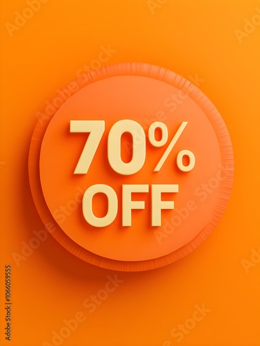 Orange '70% OFF' Promotional Sign on a Orange Background