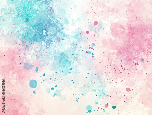 Abstract Watercolor Background with Blue and Pink Splashes - Digital Painting Texture