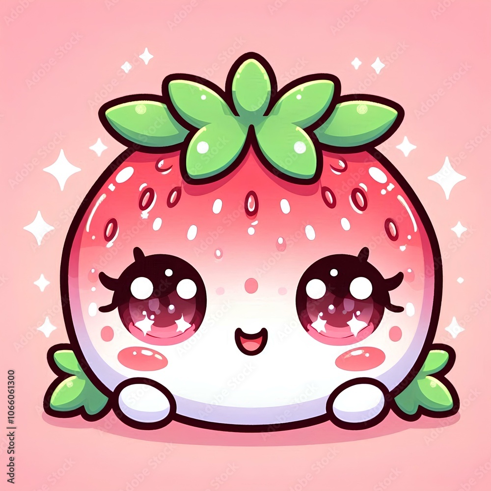 kawaii strawberry drawing for prints, stickers, frames, logo, etc, generative ai