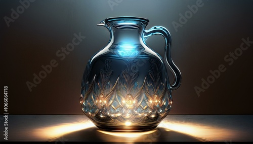 Glass vase on a black background