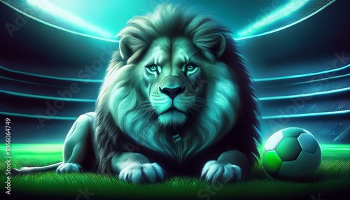 Lion in the dark at the stadium