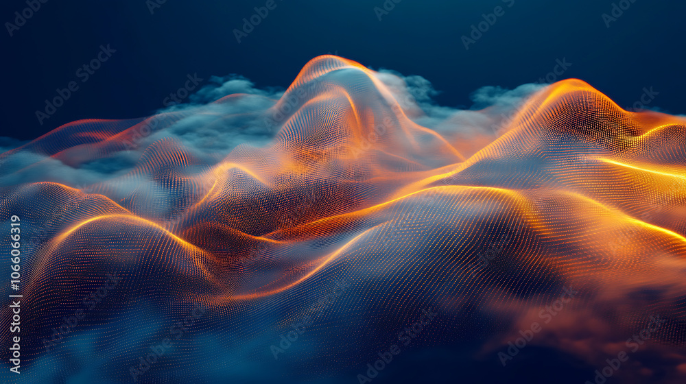 Fototapeta premium Digital cloud with data streams, representing cloud integration and data synchronization