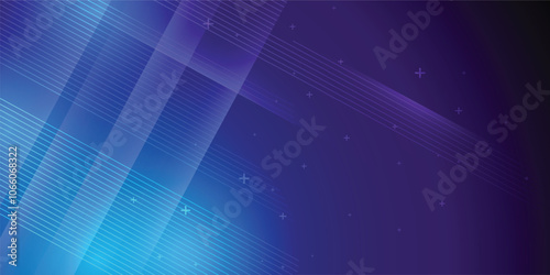 Blue and purple abstract background in vector illustration with glow and light effects, with parallel lines, bright geometric shape, design futuristic and elegant.