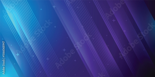 Blue and purple abstract background in vector illustration with glow and light effects, with parallel lines, bright geometric shape, design futuristic and elegant.