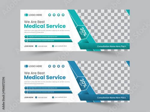 Medical healthcare facebook cover and web banner design, vector illustration