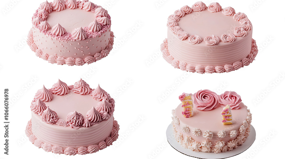 Delightful Collection of Four Pink Birthday Cakes for Celebration Generative AI Delightful Collection of Four Pink Birthday Cakes for Celebration Generative AI