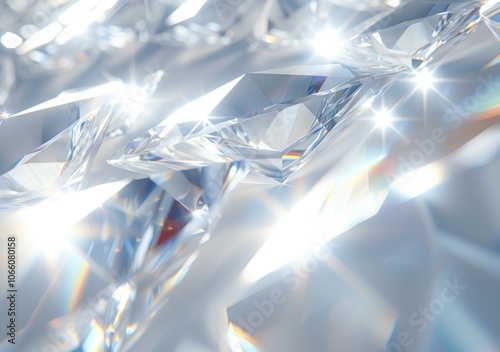 Abstract White Diamond Crystal Light Rays Bokeh Background photo