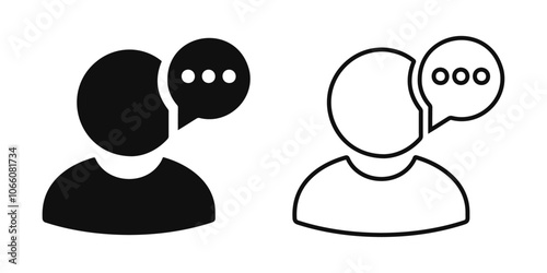 Avatar with chat bubble for business conversation icon design, talk person vector collection