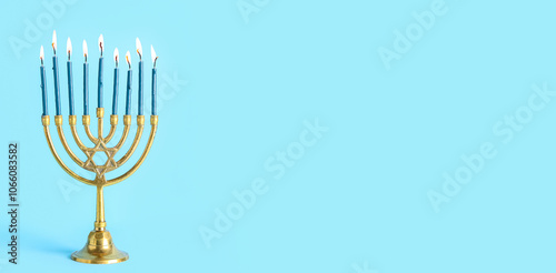 Menorah on blue background....
