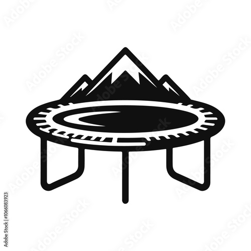 Sports cartoon jump exercise game trampoline vector icon design