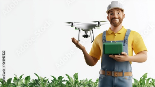 Farmer Using Drone for Precision Agriculture photo