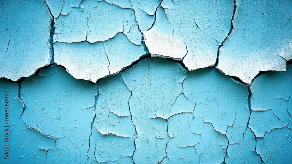 Close-up of cracked blue paint on a wall. Close-up of cracked blue paint on a wall.