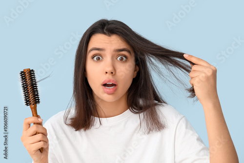 Stressed young woman with h...