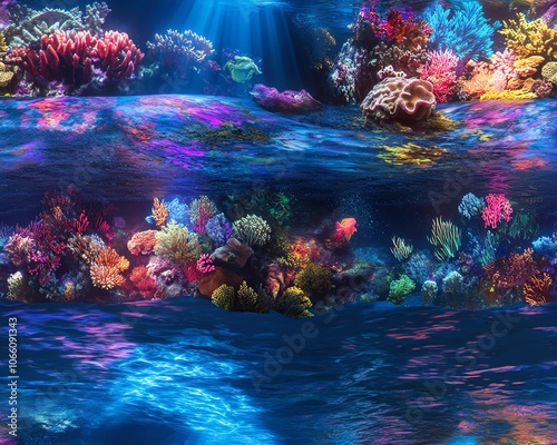 A wide-angle view of a vibrant underwater world photo