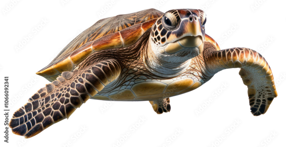 Obraz premium PNG Sea turtle swimming reptile animal white background.