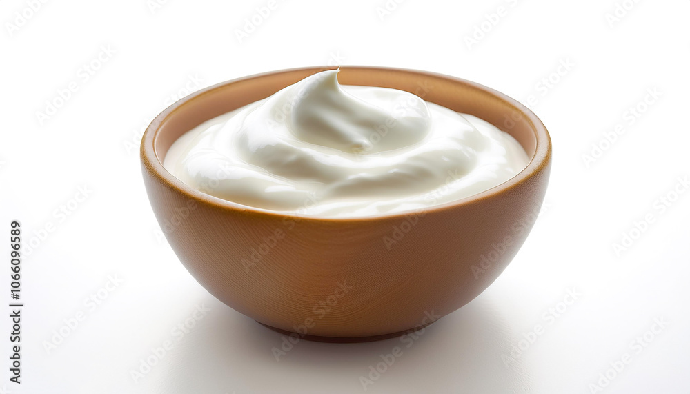 bowl of sour cream or yogurt isolated on white bowl of sour cream or yogurt isolated on white