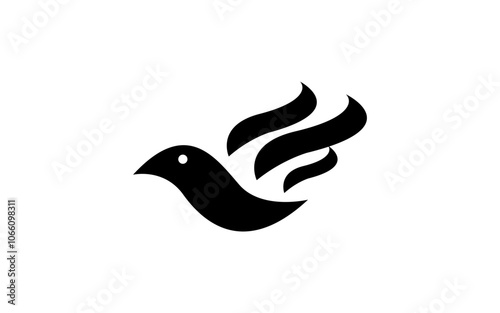 Bird logo in minimalist style. vector little bird silhouette. Suitable for animals, pets or sounds logos.