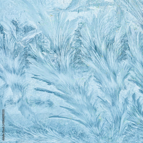 A cool blue background embellished with shimmering ice crystals, capturing the essence of a frosty winter scene.	