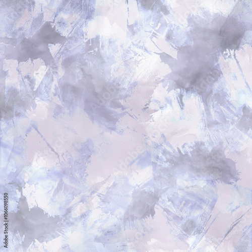 Winter background in blue, white and pastel purple tones. Watercolor on paper texture.	