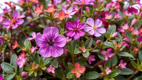 Vibrant purple flower petals and leaves in a natural setting, petals, vivid