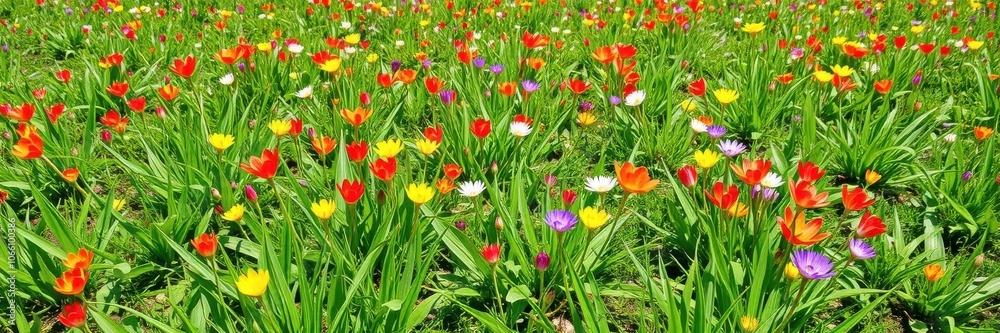 Obraz premium Vibrant spring green grass on a sunny day, ideal for nature backgrounds, foliage, meadow