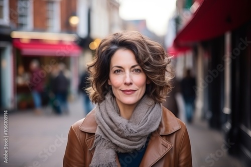 Portrait of a beautiful middle-aged woman in a city street