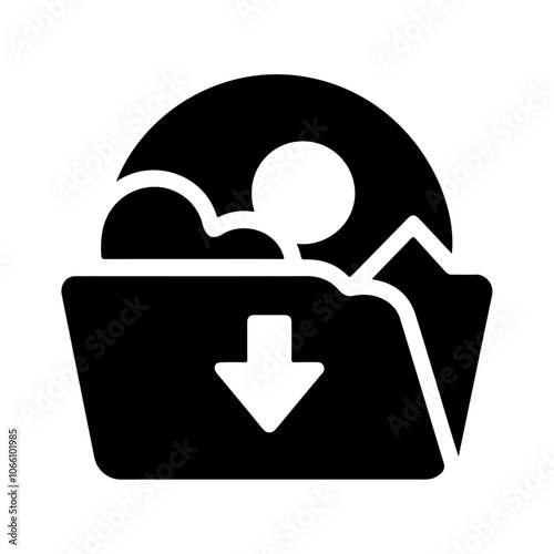 Folder with down arrow or download document vector icon design