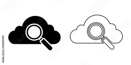 Cloud with search or find vector icon design