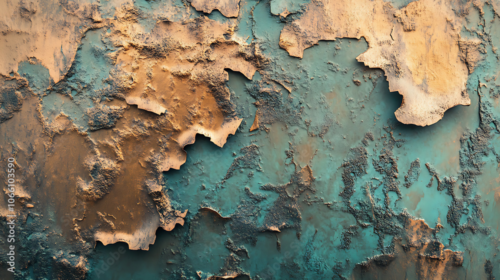 Fototapeta premium Brushed surface of brass, old plate of copper texture, abstract metallic aging industrial metals