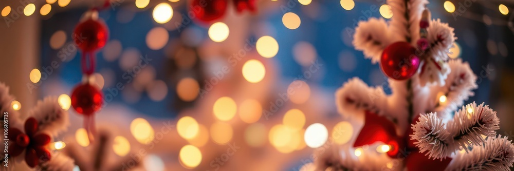 String of colorful and glowing Christmas lights with festive decorations, seasonal, bright String of colorful and glowing Christmas lights with festive decorations, seasonal, bright