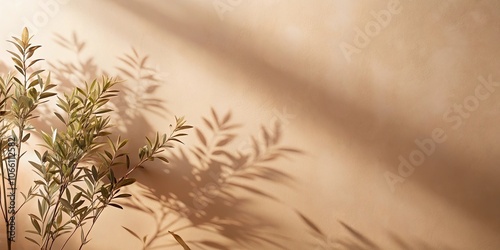 Wallpaper Mural Abstract natural plant shadows on soft beige background, shadows, plants, abstract, nature, foliage, soft, beige, delicate Torontodigital.ca