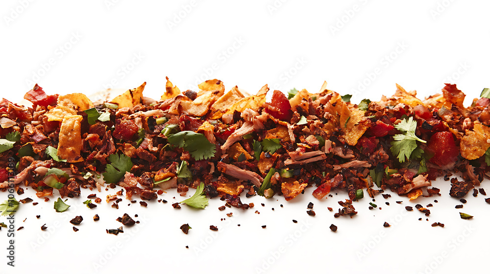 Obraz premium mouthwatering culinary art closeup of tacos al pastor vibrant ingredients textured meat fresh cilantro isolated on crisp white background