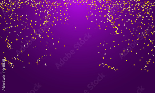 Realistic golden confetti background. Luxury background with confetti falling down