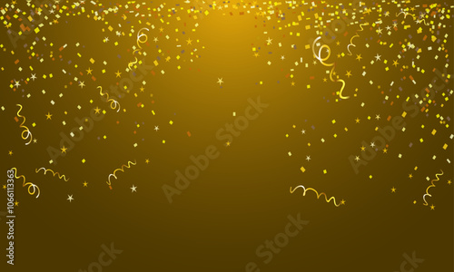 Realistic golden confetti background. Luxury background with confetti falling down